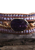 Boho Bracelet, RH 5 Layers Leather Wrap Bracelet, Natural Stones, Rose Quarts Silver